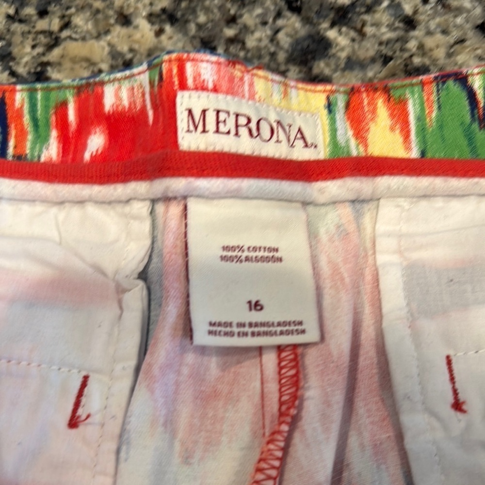 100% cotton Merona Colorful Floral Women's Shorts size 16 - Picture 2 of 6